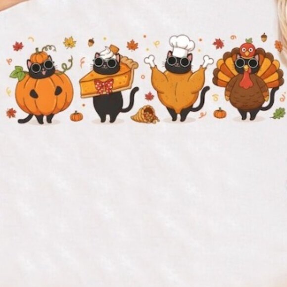 Funny Thanksgiving Cat Shirt, Fall Pumpkin Turkey Shirt - Picture 2 of 4